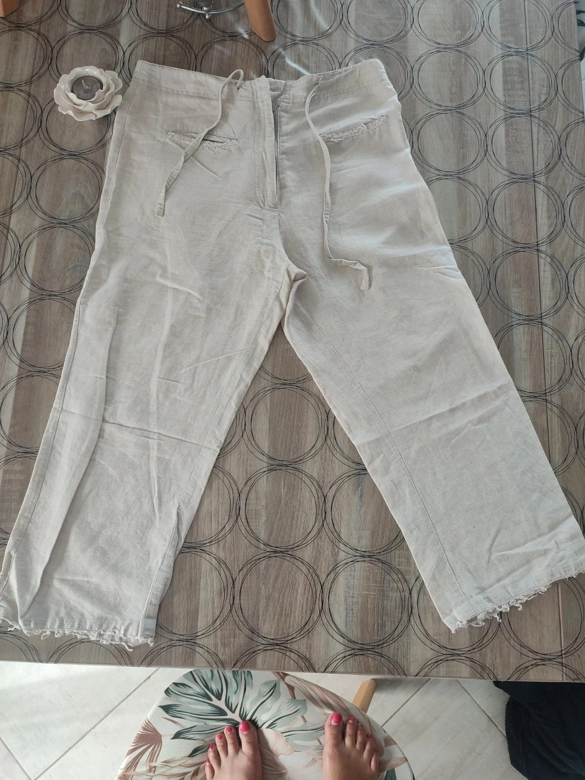 Pantacourt femme taille 40 en lin